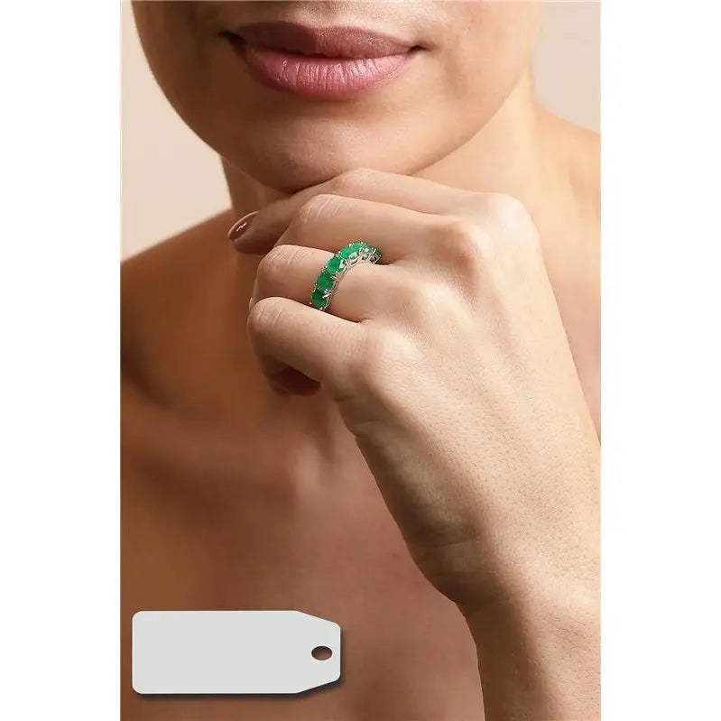 HALF SETTING RING WITH LIGHT POINTS 5 MM RHODIUM/EMERALD FUSION/SMOOTH