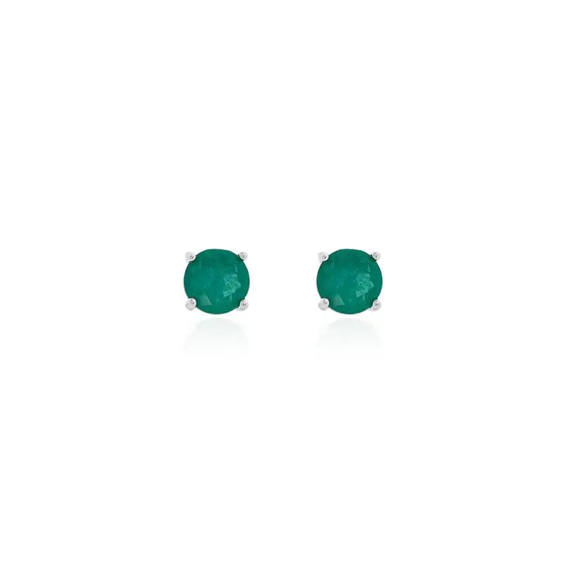 POINT OF LIGHT EARRING 6 MM - SECOND HOLE RHODIUM/EMERALD FUSION/SMOOTH
