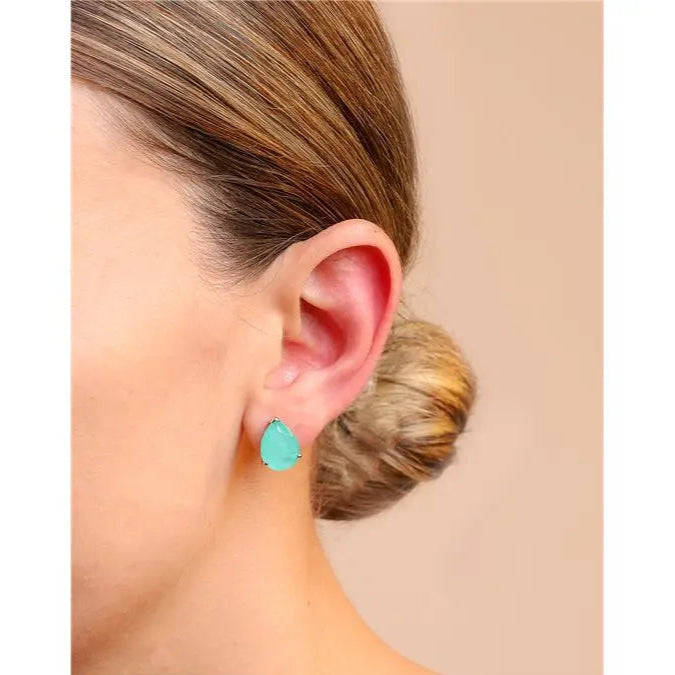 10 MM PLAIN DROP EARRING THREE CLAWS RHODIUM/COLOMBIANA/PLAIN