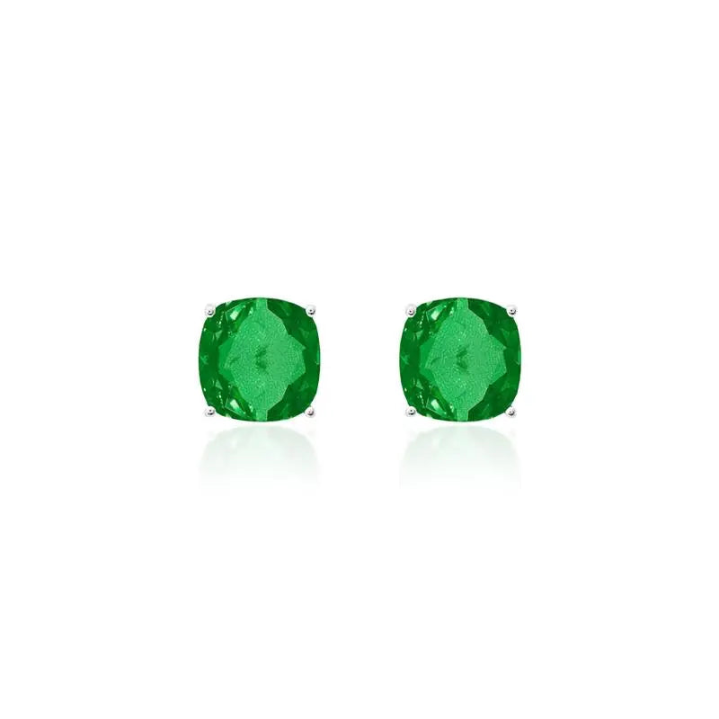 11 MM SQUARE EARRING RHODIUM/EMERALD FUSION/SMOOTH