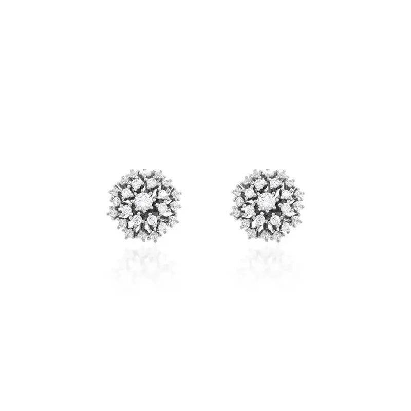 SHOWER STYLE EARRING STUDDED CORE POINT OF LIGHT 3 MM RHODIUM/CRYSTAL/WHITE ZIRCONIA