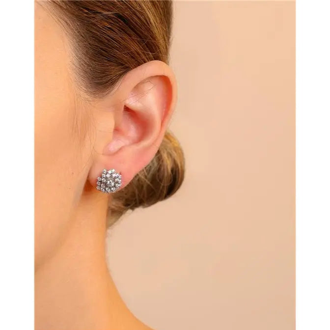SHOWER STYLE EARRING STUDDED CORE POINT OF LIGHT 3 MM RHODIUM/CRYSTAL/WHITE ZIRCONIA
