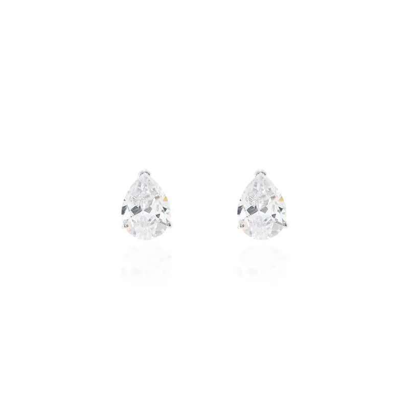 10 MM PLAIN DROP EARRINGS THREE CLAWS RHODIUM/CRYSTAL/PLAIN