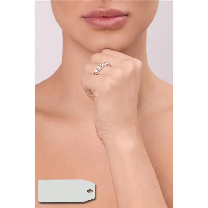 HALF SETTING RING WITH SIX POINTS OF LIGHT 4 MM RHODIUM/CRYSTAL/SMOOTH