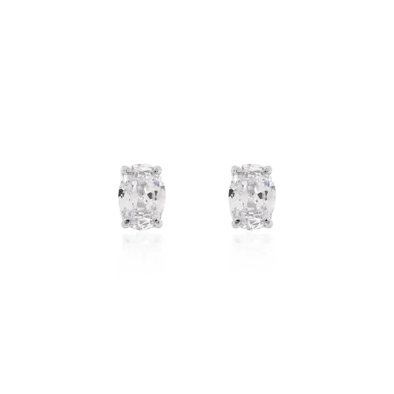 5 MM OVAL EARRINGS SMOOTH RHODIUM/CRYSTAL/SMOOTH