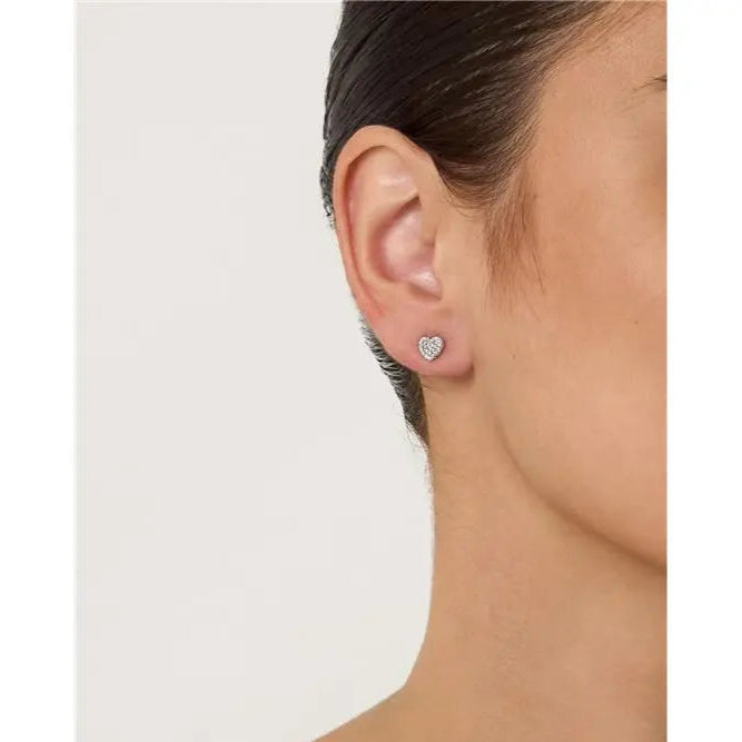 6 MM HEART EARRING, RHODIUM STUDDED/WITHOUT STONE/WHITE ZIRCONIA