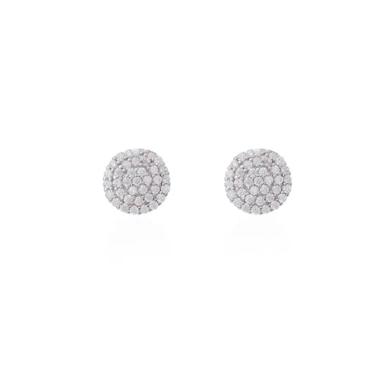 ROUND MICRO-STUDDED EARRING 10 MM RHODIUM/WITHOUT STONE/WHITE ZIRCONIA