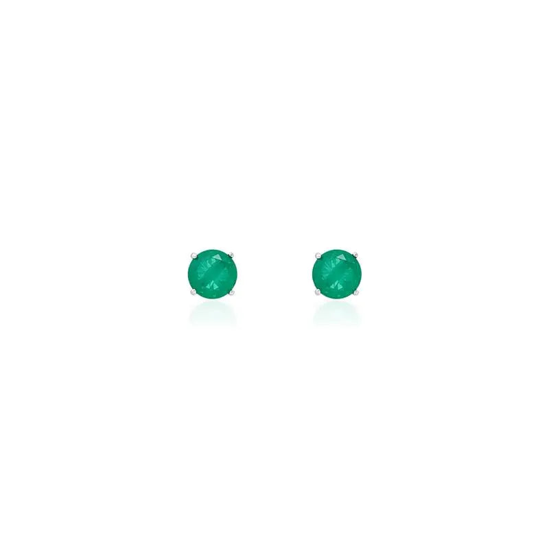 POINT OF LIGHT EARRING 4 MM - SECOND HOLE RHODIUM/EMERALD FUSION/SMOOTH