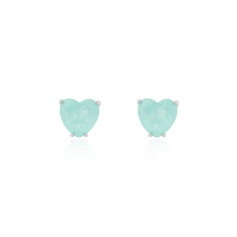 HEART EARRING 9 MM RHODIUM/COLOMBIANA/SMOOTH
