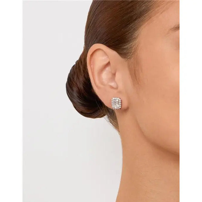 6 MM RECTANGULAR EARRING WITH PRINCESS SETTING AROUND RHODIUM/CRYSTAL/WHITE ZIRCONIA