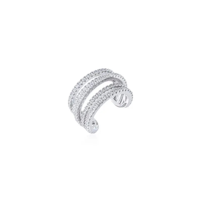PIERCING FIVE ROWS HALF OPEN STUDDED RHODIUM/WITHOUT STONE/WHITE ZIRCONIA