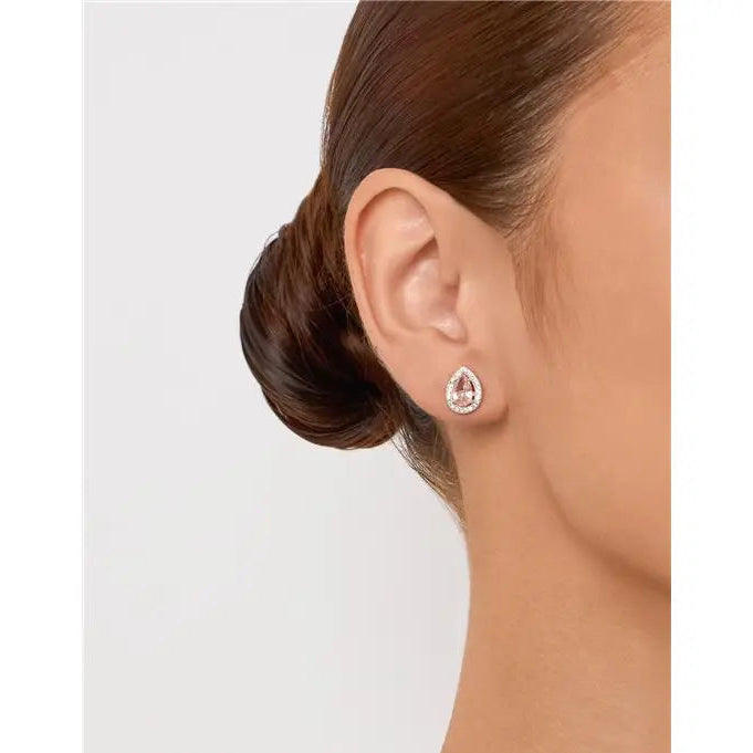 5 MM DROP EARRING WITH ROUND SETTING IN RHODIUM/MORGANITE/WHITE ZIRCONIA