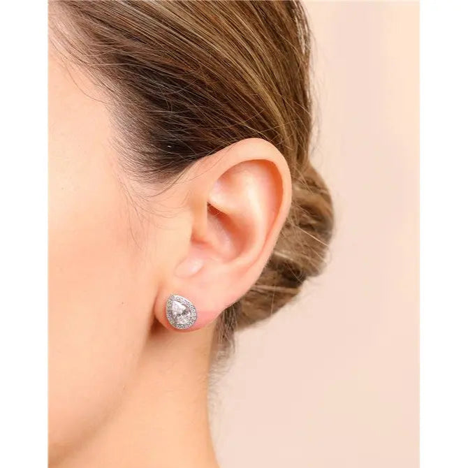 5 MM DROP EARRING WITH ROUND SETTING, RHODIUM/CRYSTAL/WHITE ZIRCONIA