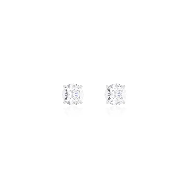 SOLITARY EARRING POINT OF LIGHT 8 MM RHODIUM/CRYSTAL/SMOOTH