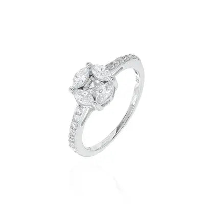 Anello Mezza Cravação Rotondo 8 mm Invisible in Rodio - Cristallo e Zirconia Bianca