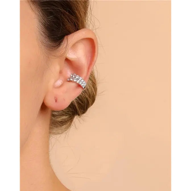 PIERCING TWO ROWS OF CRESCENT LIGHT POINTS RHODIUM/WITHOUT STONE/WHITE ZIRCONIA