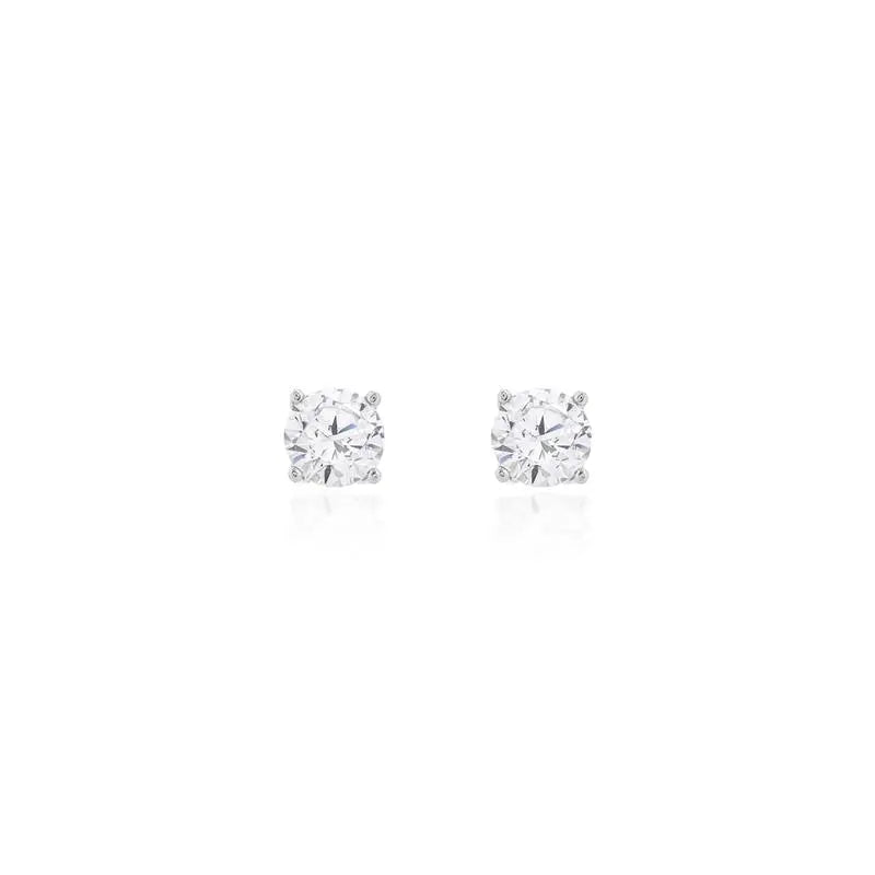 POINT OF LIGHT EARRING 6 MM - SECOND HOLE RHODIUM/CRYSTAL/SMOOTH