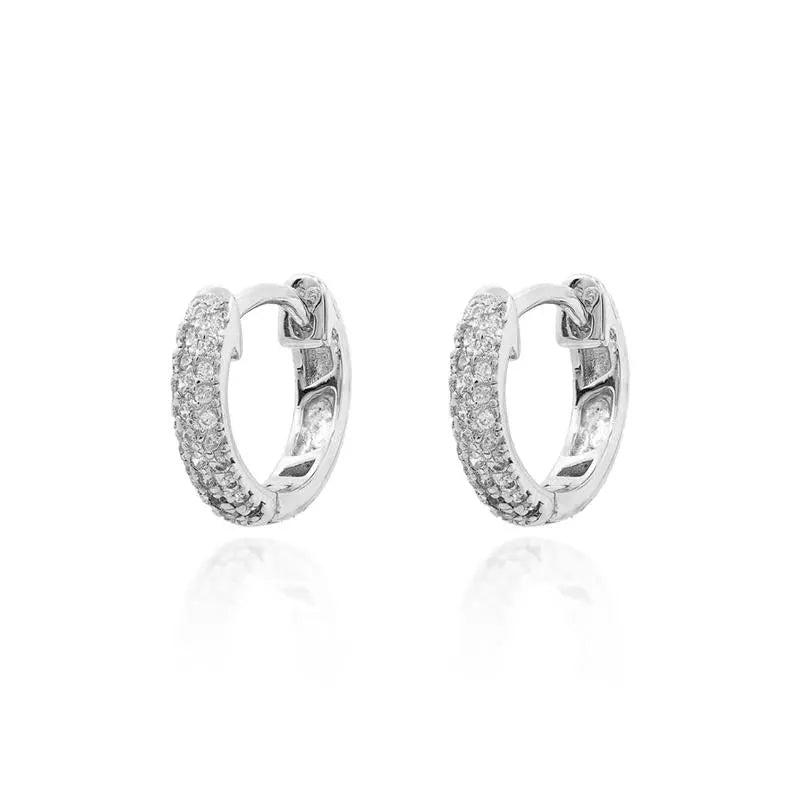 MINI RING WITH 3 ROWS OF ZIRCONIA 12MM RHODIUM/WITHOUT STONE/WHITE ZIRCONIA