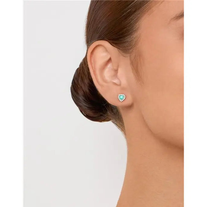 HEART EARRING WITH ONE ROW STUDDED AROUND RHODIUM/COLOMBIANA/WHITE ZIRCONIA