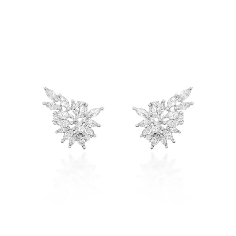 RHODIUM/STONE-FREE/WHITE ZIRCONIA DROP CLUSTER EARRING
