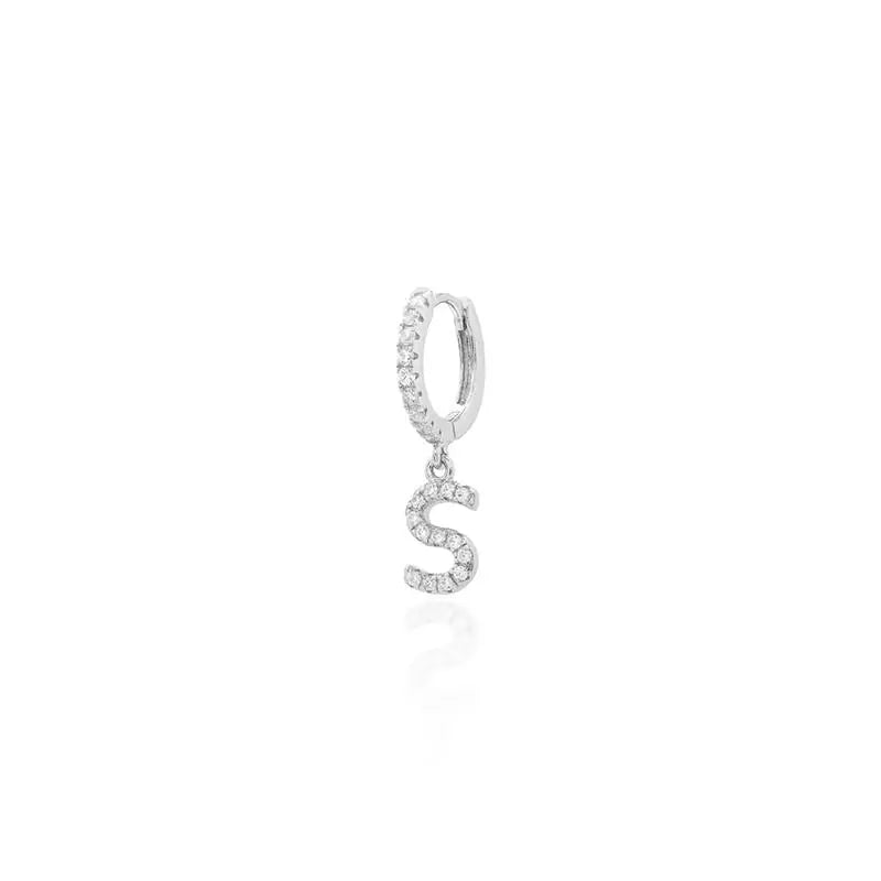 RING UNIT STUDDED WITH STUDDED LETTER HANGING - LETTER S RHODIUM/WITHOUT STONE-LXS/WHITE ZIRCONIA