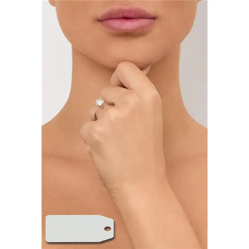 SOLITAIRE RING 7MM HIGH BOX RHODIUM/MOISSANITE/SMOOTH