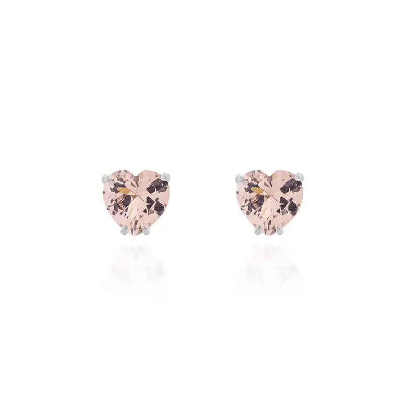 HEART EARRING 9 MM RHODIUM/MORGANITE/SMOOTH