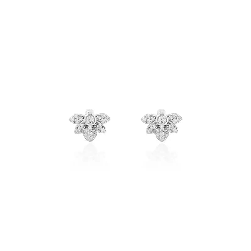 INSECT BEE EARRING STUDDED WITH POINT OF LIGHT ENGLISH SETTING CENTRAL RHODIUM/WITHOUT STONE/WHITE ZIRCONIA