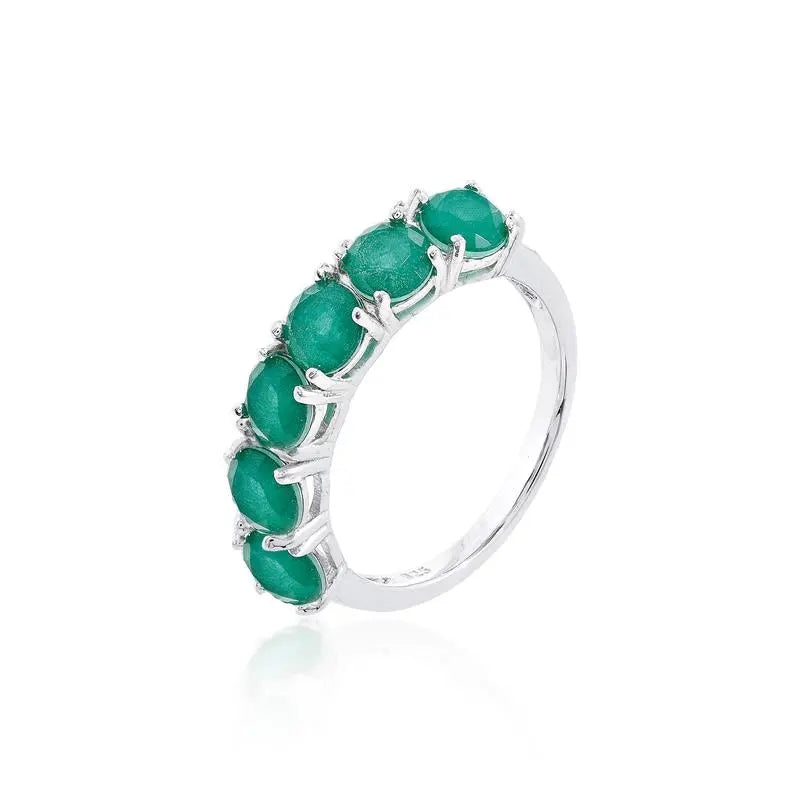 HALF SETTING RING WITH LIGHT POINTS 5 MM RHODIUM/EMERALD FUSION/SMOOTH