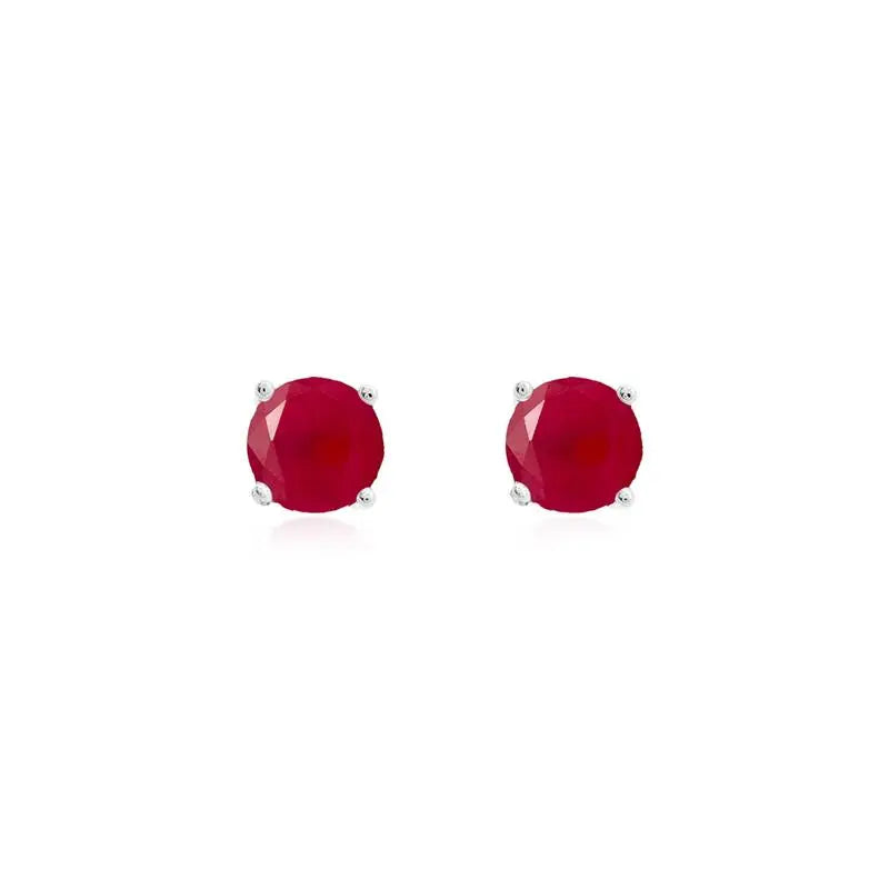 SOLITARY EARRING POINT OF LIGHT 12 MM RHODIUM/RUBY/SMOOTH