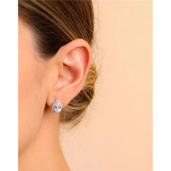 6 MM DROP EARRING WITH RHODIUM/CRYSTAL/WHITE ZIRCONIA SETTING AROUND