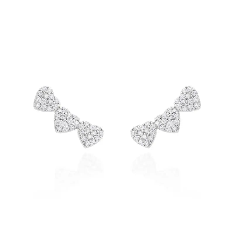 THREE HEARTS EARCUFF STUDDED IN RHODIUM/WITHOUT STONE/WHITE ZIRCONIA