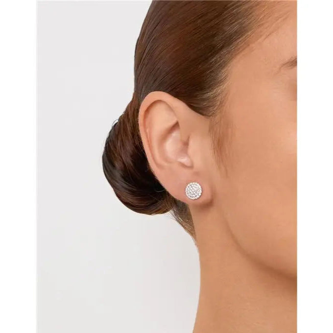 ROUND MICRO-STUDDED EARRING 10 MM RHODIUM/WITHOUT STONE/WHITE ZIRCONIA