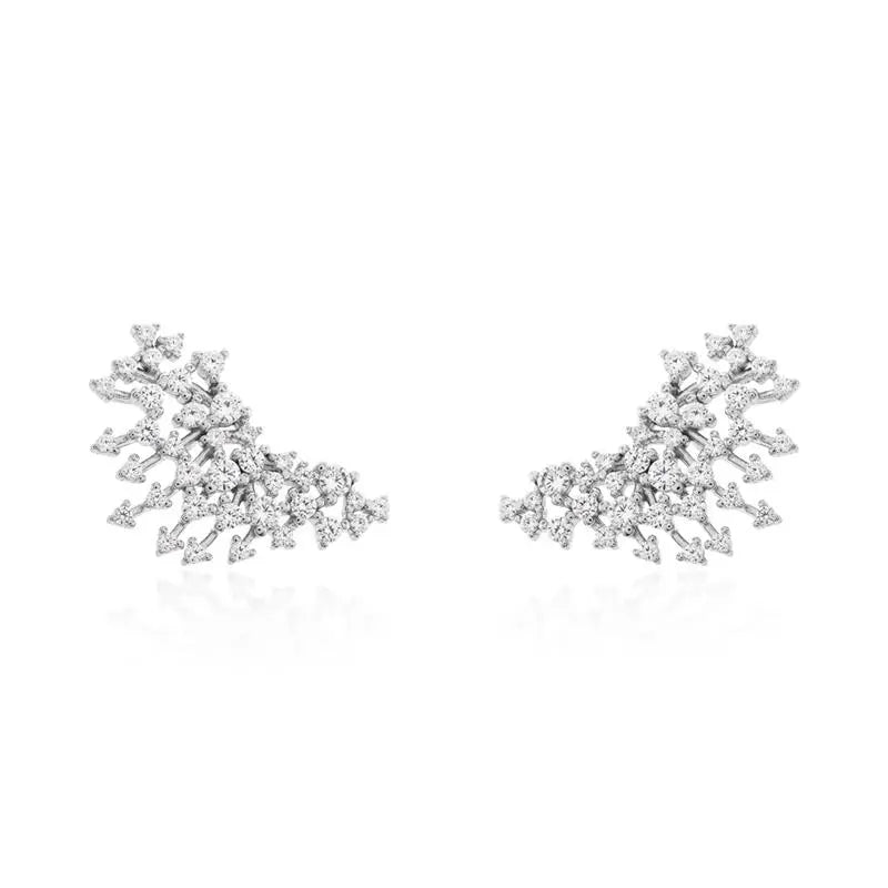 EARCUFF STYLE EARRING WITH ZIRCONIA MAPIN WITH RHODIUM KNIFE WIRE/WITHOUT STONE/WHITE ZIRCONIA