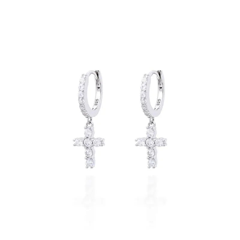 HALF RING 9MM CROSS SET HANDMADE RHODIUM/WITHOUT STONE/WHITE ZIRCONIA
