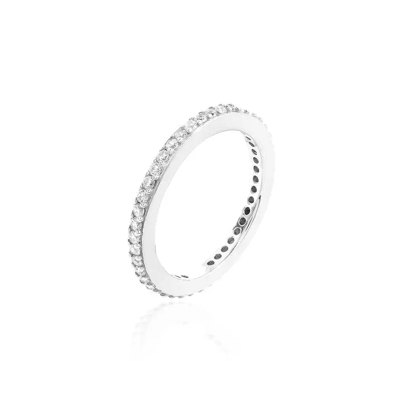 ONE ROW RING STUDDED IN RHODIUM/NO STONE/WHITE ZIRCONIA