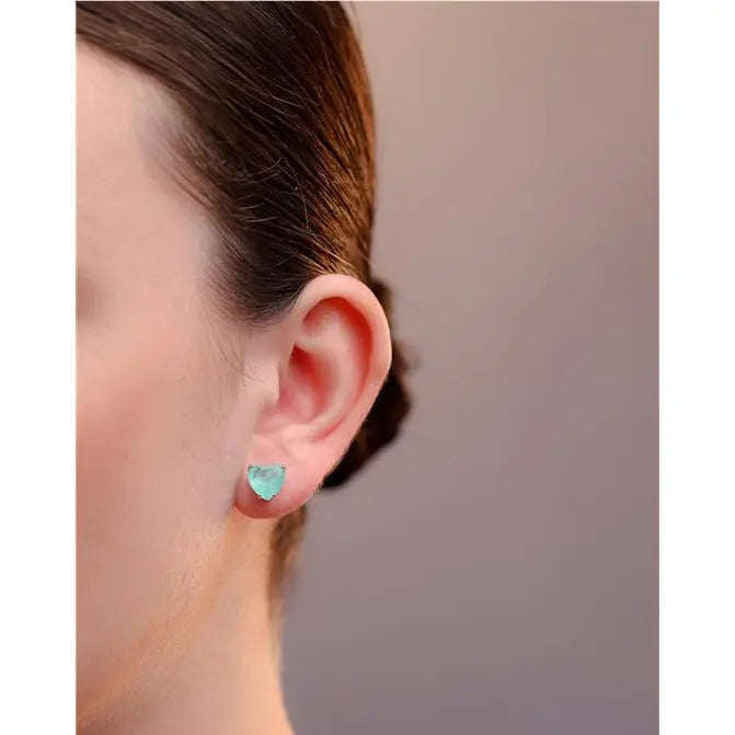 HEART EARRING 9 MM RHODIUM/COLOMBIANA/SMOOTH