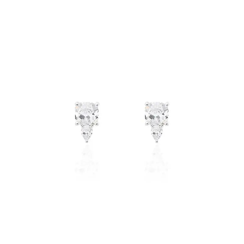 6MM SQUARE EARRING WITH 3MM DROP UNDERNEATH RHODIUM/CRYSTAL/SMOOTH