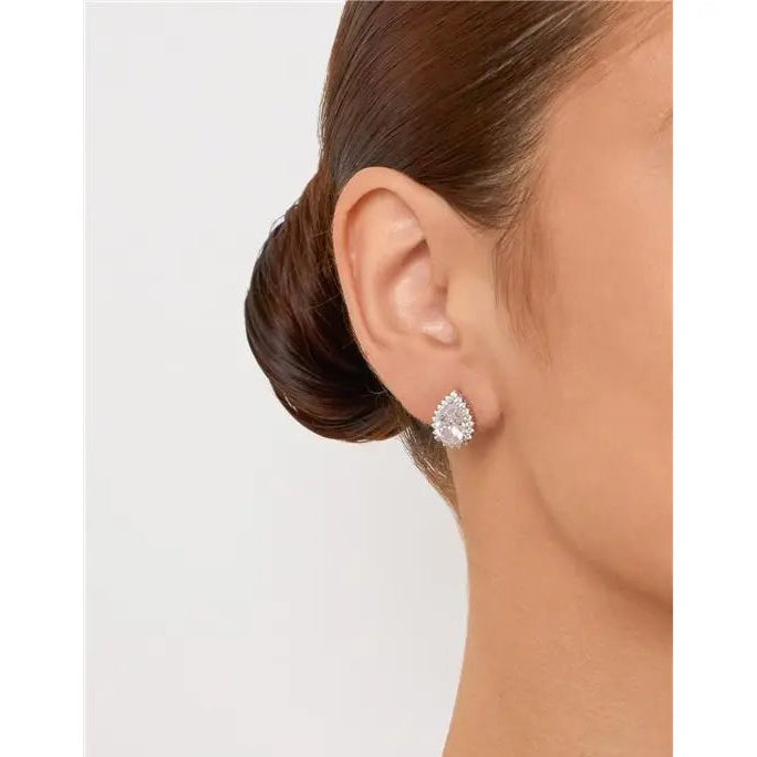 8 MM DROP EARRING WITH PRINCESS SETTING AROUND RHODIUM/CRYSTAL/WHITE ZIRCONIA