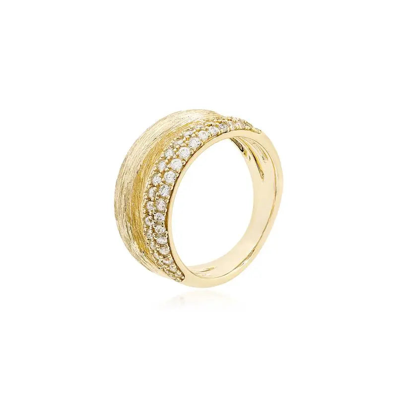 DOUBLE RING ONE PLAIN AND ONE STUDDED GOLD/NO STONE/WHITE ZIRCONIA