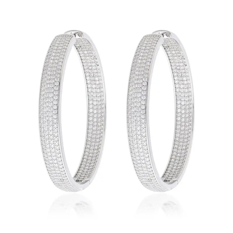 40 MM RING FOUR ROWS INTERNAL AND EXTERNAL SETTING RHODIUM/WITHOUT STONE/WHITE ZIRCONIA