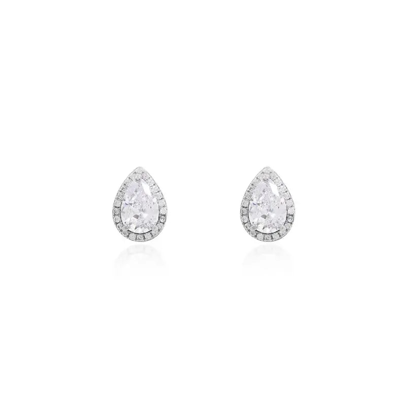 6 MM DROP EARRING WITH RHODIUM/CRYSTAL/WHITE ZIRCONIA SETTING AROUND