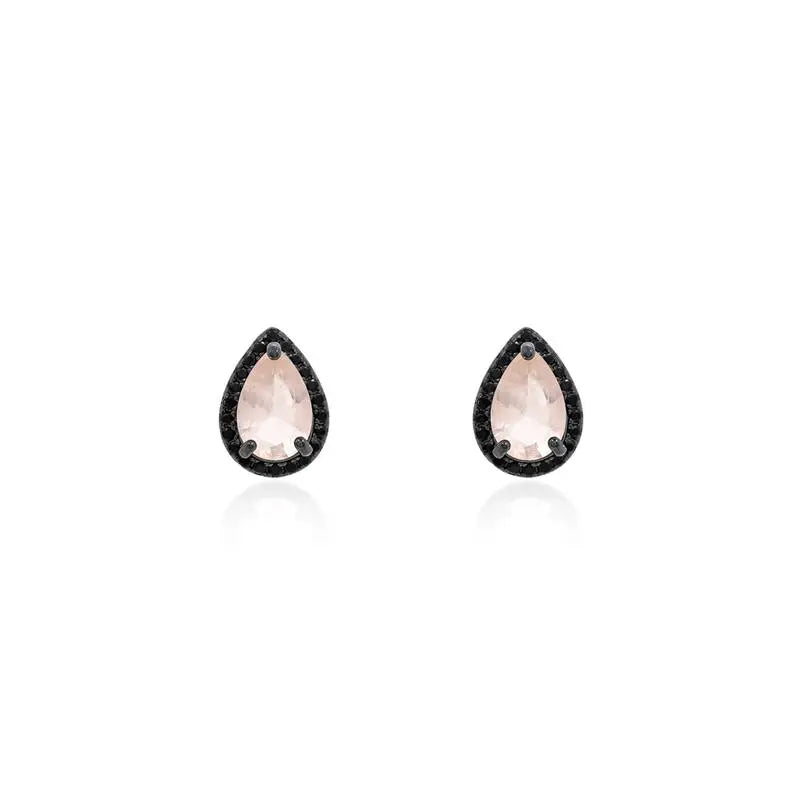 6MM DROP EARRING WITH ROUND SETTING BLACK/MORGANITE/BLACK ZIRCONIA