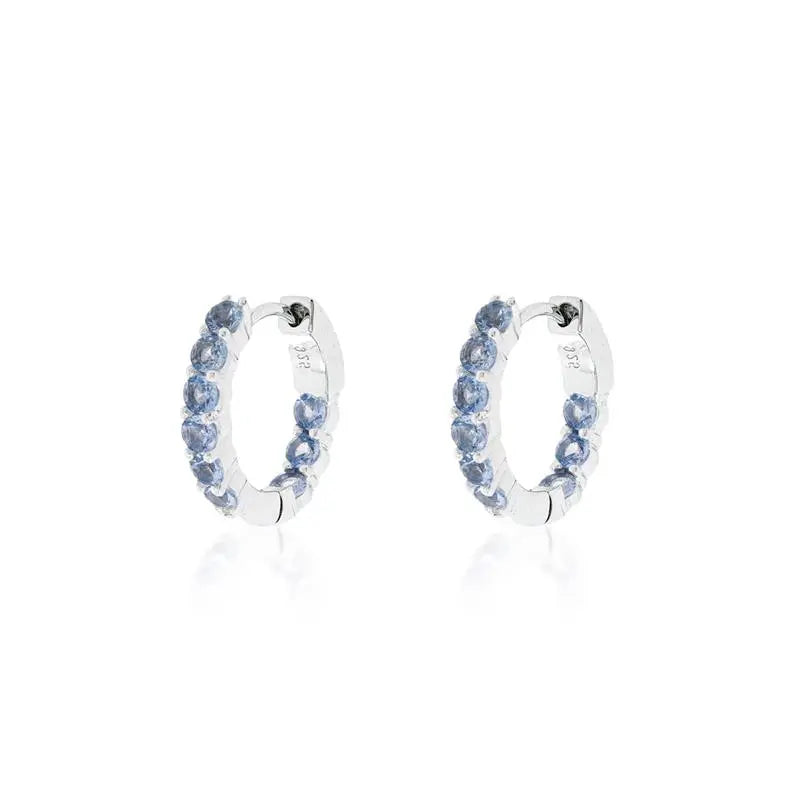 17 MM RING 2 MM POINTS INSIDE AND OUTSIDE RHODIUM/WITHOUT STONE/AQUAMARINE