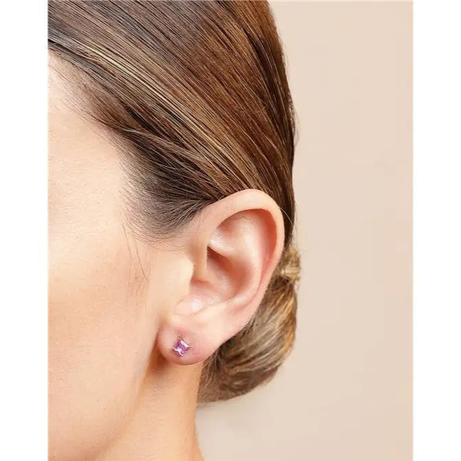 SECOND SQUARE HOLE 4MM RHODIUM/SAPPHIRE PINK/SMOOTH