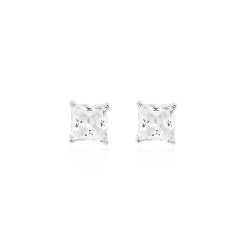 SECOND SQUARE HOLE 4MM RHODIUM/CRYSTAL/SMOOTH