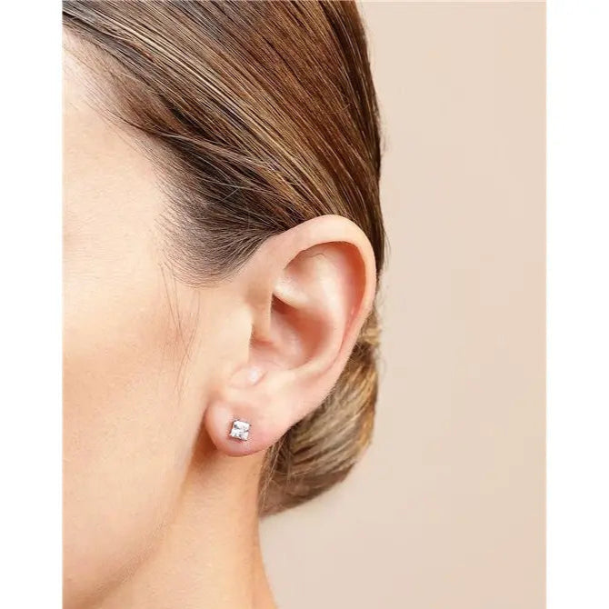 SECOND SQUARE HOLE 4MM RHODIUM/CRYSTAL/SMOOTH