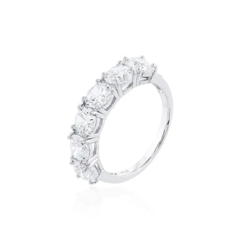HALF RING WITH LIGHT POINTS SETTING 5 MM RHODIUM/CRYSTAL/SMOOTH
