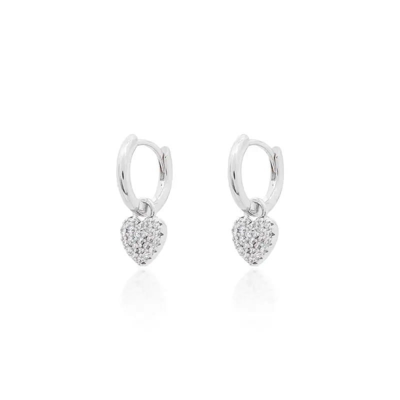11 MM PLAIN RING WITH HEART STUDDED HANGING RHODIUM/WITHOUT STONE/WHITE ZIRCONIA