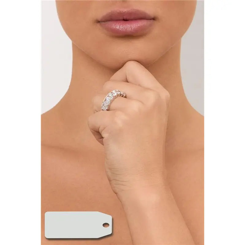 FULL RHODIUM BAGUETTE RING/NO STONE/WHITE ZIRCONIA